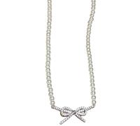 Collana con farfalla in argento, design a farfalla con collana di perle di vetro, regolabile 40 cm + 4 cm, semplice, elegante, regalo ideale per le donne
