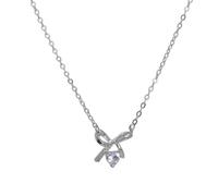 Collana con fiocco d'amore, semplice e alla moda, catena per clavicola da indossare tutti i giorni e occasioni formali per donne e uomini unisex, Misura unica, Acciaio inossidabile, Nessuna pietra