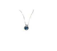 Collana con fiocco in argento S925 con occhio blu navy naturale, un ciondolo in ametista leggero e di nicchia for le donne(Blue)