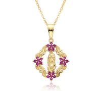 Collana con fiore della Vergine Maria per donna, ciondolo placcato oro 18 carati