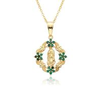 Collana con fiore della Vergine Maria per donna, ciondolo placcato oro 18 carati