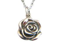 Collana con fiore di rosa piccolo in argento sterling 925, ciondolo semplice, ossidato, rustico, naturale, delicato, floreale, boho, regalo per tutti i giorni | con catena da 18 pollici | placcato