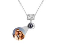 Collana con foto personalizzata, collana personalizzata con foto proiettata pendente a forma di macchina fotografica in argento sterling 925 catena con foto gioielli commemorativi regali anniversari