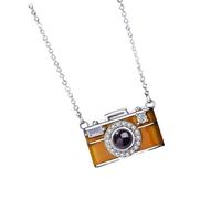 Collana con fotocamera con proiezione in 100 lingue multilingue catena clavicola elegante gioielli in rame per gli appassionati della cultura Collana di proiezione multilingue, One Size, come