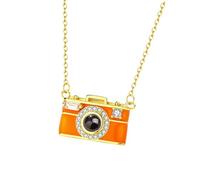 Collana con fotocamera con proiezione in 100 lingue multilingue catena clavicola elegante gioielli in rame per gli appassionati della cultura resistente alle allergie gioielli culturali regalo, Misura