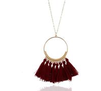 Collana con Frange Collana Lunga a Catena con Filo di Seta Collana a Cerchio per Ragazze e Donne, Vino rossoDurability