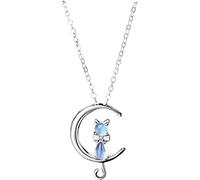 Collana con Gatto della Luna per Donna, Ciondoli con Luna e Stella in Argento Sterling Fascino Gioielli per Gatti Regali per Le Donne Figlia Amante dei Gatti Accessori Classici per Clavicola,Y0136