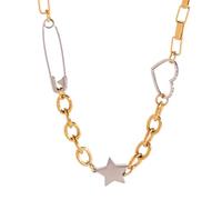 Collana Con Graffetta a Stella a Cinque Punte Resistente All'acqua Collana Con Ciondolo a Forma Cuore D'amore in Gioielli Dichiarazione in Acciaio Inossidabile Placcato Oro