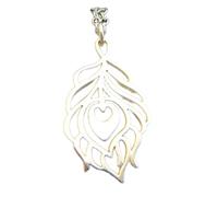 Collana con grande piuma di pavone in argento sterling 925. Pendente grazioso. Semplice e delicato. Gioiello bohémien per tutti i giorni. Regalo|Con catena da 18 pollici|Placcato argento|LK_PNK_02984