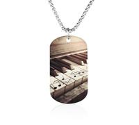 Collana con immagine personalizzata, gioiello commemorativo regalo per | Collana con ciondolo a forma di tasti di pianoforte con note musicali, targhetta per cani con testo fotografico