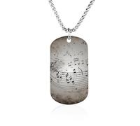 Collana con immagine personalizzata, gioiello commemorativo regalo per | Collana con immagine da parete con note musicali, targhetta per cani con testo personalizzato in acciaio inox