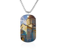 Collana con immagine personalizzata, gioiello commemorativo regalo per | Collana con immagine della chiesa armena, targhetta per cani in acciaio inox con testo fotografico personalizzato
