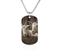 Collana con immagine personalizzata, gioiello commemorativo regalo per | Collana con immagine di capra bianca, ciondolo personalizzato per collana in acciaio inossidabile con etichette per cani con
