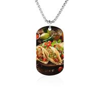 Collana con immagine personalizzata, gioiello commemorativo regalo per | Collana con immagine di cibo messicano, ciondolo con targhetta per cani in acciaio inossidabile con testo fotografico