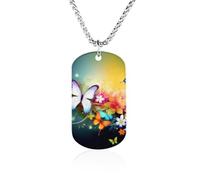 Collana con immagine personalizzata, gioiello commemorativo regalo per | Colorato con la collana dell'immagine della farfalla, il pendente della collana dell'acciaio inossidabile delle etichette del