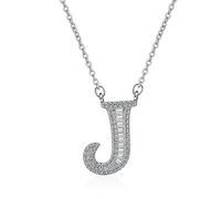 Collana con iniziale, in argento Sterling 925, con ciondolo a forma di lettera dell'alfabeto dalla A alla Z, con zirconia cubica, regalo personalizzato per donne e ragazze, Acciaio inossidabile