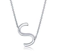 Collana con iniziale laterale in argento Sterling, da donna, con iniziale, Metallo, Non pietra preziosa
