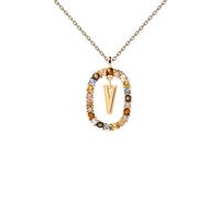Collana con iniziale PDPAOLA in argento placcato oro e pietre colorate