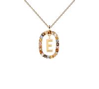 Collana con iniziale PDPAOLA in argento placcato oro e pietre colorate