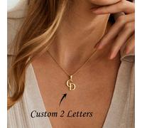 Collana con Iniziale Personalizzata, Collana con Due Lettere, Collana di Coppia, Regali Personalizzati, Regalo di Anniversario, Regalo di Natale, Regali per la Festa della Mamma, Oro, Vintage, Semplic