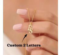 Collana con iniziali intrecciate in argento sterling - Gioielli personalizzati per coppie, regali per la festa della mamma, oro, elegante, colorato, vintage, semplice, unisex, casual, carino, personal
