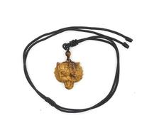 Collana con Intaglio di Buddha in Pietra con Occhio di Tigre e Testa di Tigre - Ciondolo Animale Unico per la Moda e Il pendolarismo
