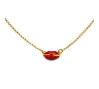 Collana con Labbra Rosse in Argento 925 Placcato Oro