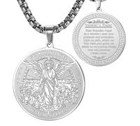 Collana con l'Arcangelo Michele - Ciondolo protettore di San Michele | Ciondolo protettore di San Michele in acciaio inossidabile per uomo e donna Medaglia dell'angelo custode Talismano Gioiello