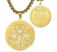 Collana con l'Arcangelo Michele - Ciondolo protettore di San Michele | Ciondolo protettore di San Michele in acciaio inossidabile per uomo e donna Medaglia dell'angelo custode Talismano Gioiello