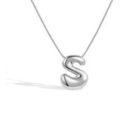 Collana con lettera a bolle dalla A alla Z, con ciondolo a forma di palloncino placcato in argento, per donne e ragazze, Acciaio inossidabile