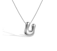 Collana con lettera a bolle dalla A alla Z, con ciondolo a forma di palloncino placcato in argento, per donne e ragazze, Acciaio inossidabile