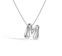 Collana con lettera a bolle dalla A alla Z, con ciondolo a forma di palloncino placcato in argento, per donne e ragazze, Acciaio inossidabile