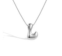 Collana con lettera a bolle dalla A alla Z, con ciondolo a forma di palloncino placcato in argento, per donne e ragazze, Acciaio inossidabile