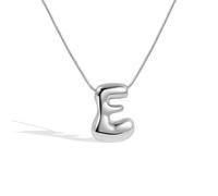 Collana con lettera a bolle dalla A alla Z, con ciondolo a forma di palloncino placcato in argento, per donne e ragazze, Acciaio inossidabile