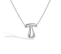 Collana con lettera a bolle dalla A alla Z, con ciondolo a forma di palloncino placcato in argento, per donne e ragazze, Acciaio inossidabile