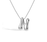 Collana con lettera a bolle dalla A alla Z, con ciondolo a forma di palloncino placcato in argento, per donne e ragazze, Acciaio inossidabile