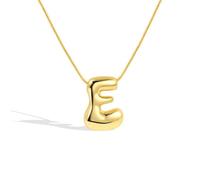 Collana con lettera a bolle d'aria, collana da donna con ciondolo a forma di lettera inglese dalla A alla Z, gioielli per donne, figlie e sorelle, Moyen, Acciaio inossidabile