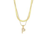 Collana con lettera da donna, multistrato, alla moda, adatta per l'uso quotidiano, adjustable, Cristallo