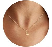 Collana con lettera dorata, accessorio unico in rame per un look moderno (non sbiadisce L)