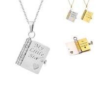 collana con libro personalizzata per figlia,Ciondolo a Forma di Libro Apribile a Più Strati con 6 Pagine di Informazioni Incise,ciondolo personalizzato,collana con nome,collana personalizzata-Silver