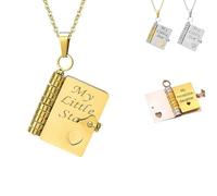 collana con libro personalizzata per figlia,Ciondolo a Forma di Libro Apribile a Più Strati con 6 Pagine di Informazioni Incise,ciondolo personalizzato,collana con nome,collana personalizzata-Gold