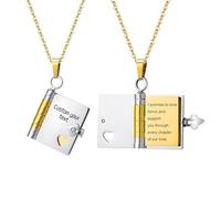 Collana con libro personalizzato Ciondolo mini libro personalizzato con 6 pagine di messaggio Collana medaglione My Little Star, ciondolo My Incredible Daughter Regalo di compleanno, anniversario