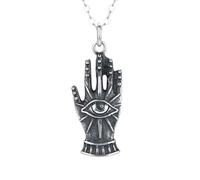 Collana con mano e occhio in argento sterling 925. Piccola|LK_NLC_02972 | ciondolo chiaroveggenza intuizione simbolo di giustizia unico decorativo mano occhio inquietante ciondolo con 18 pollici
