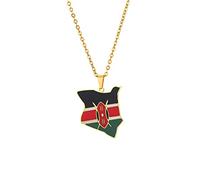 Collana Con Mappa Dei Gioielli,Collane Con Mappa Del Kenya - Mappe Kenya Gioielli Con Ciondolo Con Ciondolo Catena Etnica Con Clavicola Per Donne Uomini Maglione Patriottico Collane A Catena Rega