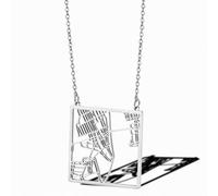 Collana Con Mappa Della Città Di New York Negli Stati Uniti. Il Design Quadrato Cavo Evidenzia La Cultura Nazionale. La Catena Non È Regolabile E Può Essere Indossata Sia Da Uomini Che Da Donne.