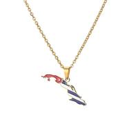 Collana con Mappa della Repubblica di Cuba - Ciondolo con Bandiera Smaltata alla Moda Catena Geometrica con Clavicola, Ciondolo di Gioielli per Donne Uomini Ornamenti Accessori,G
