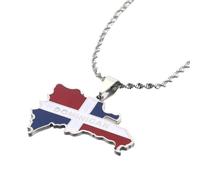 Collana Con Mappa Della Repubblica Dominicana,Ciondolo Alla Moda Personalizzato Con Bandiera A Goccia D'Olio,Mappa Della Repubblica Dominicana Collana Di Paese A Catena Lunga Regalo Di Gioielli Patri