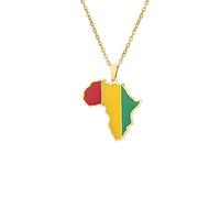 Collana con Mappa Dell'Africa - Ciondolo Vintage della Guinea con Bandiera Etnica Hip Hop Catena da 50 Cm con Clavicola, Fascino Patriottico Regalo per Donne Ragazze Uomini Acces