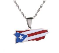 Collana Con Mappa Nazionale Di Porto Rico Alla Moda - Ciondolo Etnico Patriottico Con Ciondolo A Catena Per Maglione Accessori Per Gioielli Alla Moda Con Catena Per Clavicola Hip Hop Bianco-A 50Cm