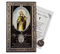 Collana con medaglia di Santa Caterina di Siena - con ciondolo a forma di colomba della cresima | Gioielli con ciondolo a forma di colomba dello Spirito Santo, biglietto di preghiera del Signore | Set a tema Patrono cattolico d'Italia, Metallo, Nessuna pietra preziosa